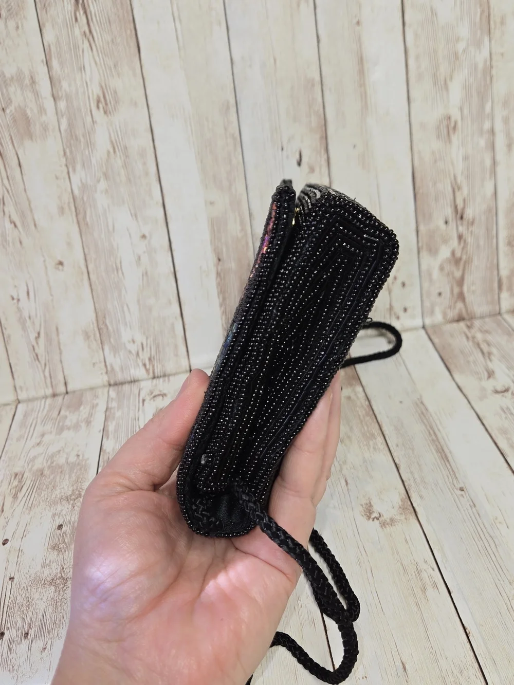 Vintage Bechamel Beaded Bag Black Multicolor Clutch Crossbody Purse
